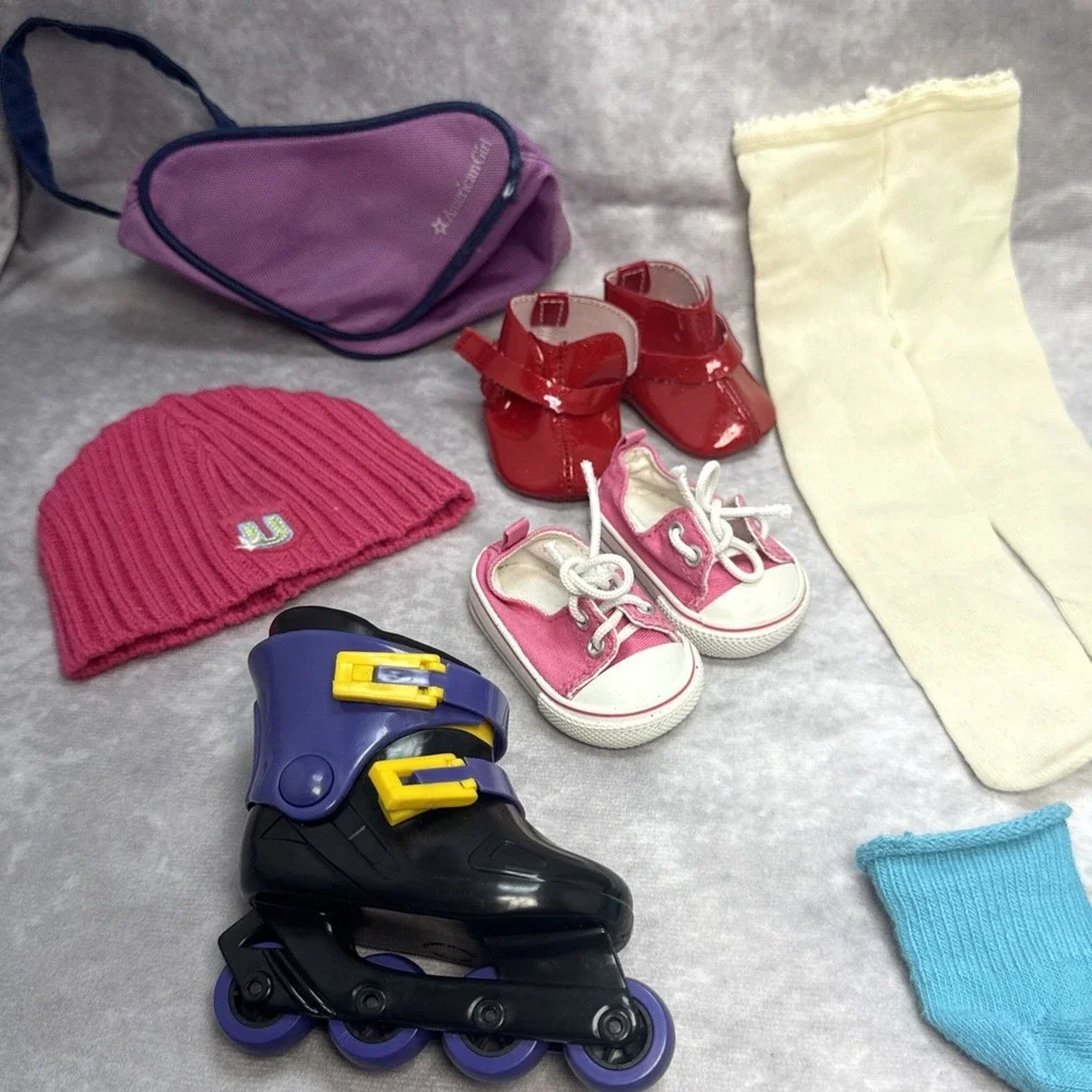 American Girl‎ Lot Shoes/Clothes Pink Flats Skate Socks Anywhere Boots *READ*
